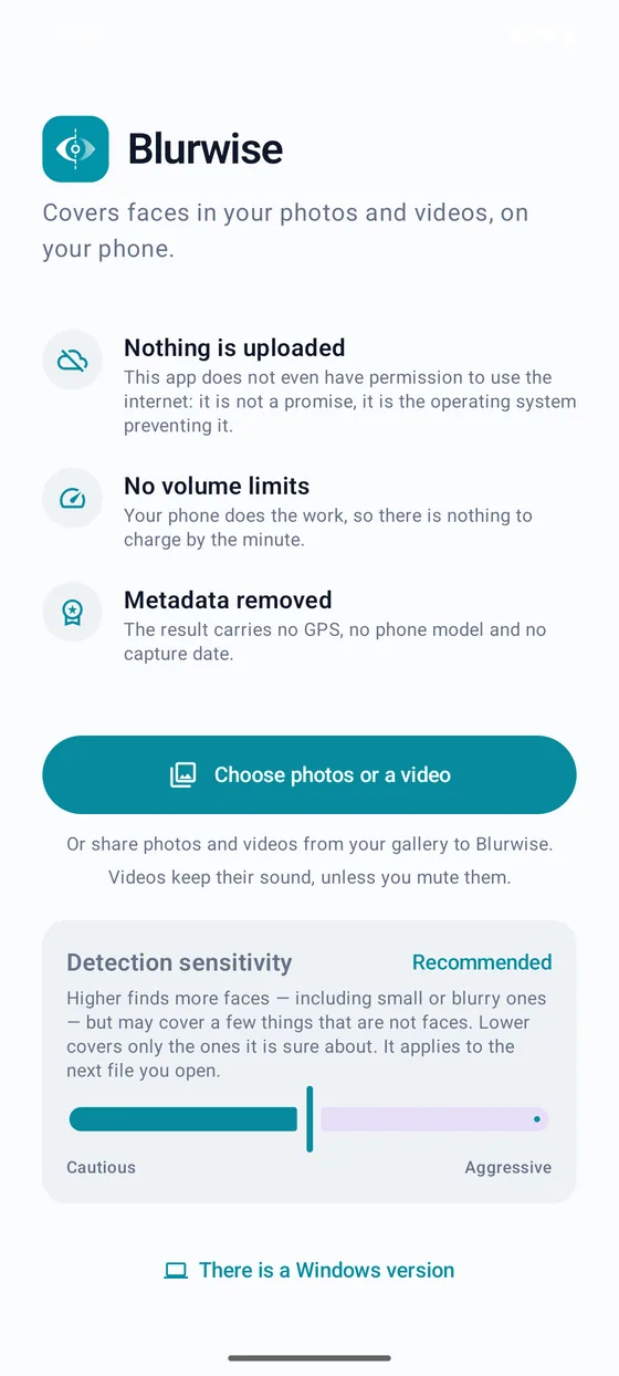 Blurwise for Android — home screen